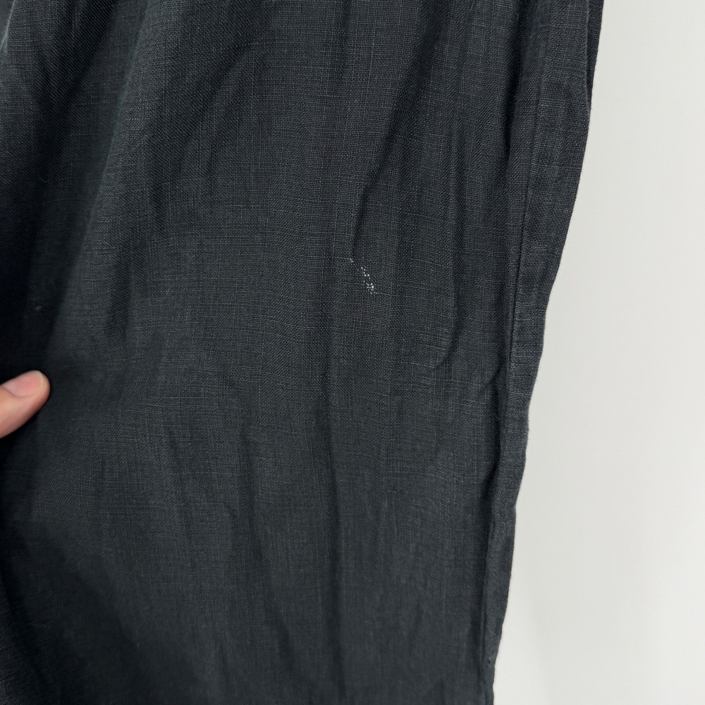 Bryn Walker Black 100% Linen Elastic Waist Cropped Pants Womens Medium USA Made - Picture 3 of 6